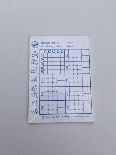 Baumeisterspiel Aufzeichnungsblock